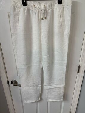 NWOT Lilly Pulitzer women’s White Drawstring Linen Blend Pants